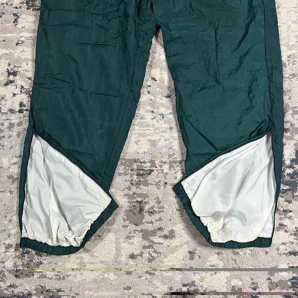 Vtg Nike Track Pants Mens L Hunter Green Nylon Ankle Zip Y2K Drawstring Swoosh - Picture 2 of 12